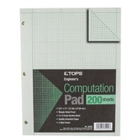 TOPS 35502 8 1/2 inch x 11 inch Quadrille Ruled Green Tinted Gum-Top Computation Pad