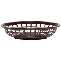 Tablecraft 1071BR 8 inch x 5 3/8 inch x 2 inch Brown Oval Side Order Plastic Basket - 12/Pack