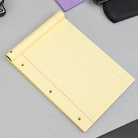 Ampad 20-243 8 1/2 inch x 11 3/4 inch Wide Ruled Canary 3-Hole Punched Writing Pad - 6/Pack