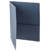Oxford 57538EE Letter Size 2-Pocket Embossed Paper Pocket Folder, Dark Blue - 25/Box