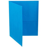 Oxford 57501EE Letter Size 2-Pocket Embossed Paper Pocket Folder, Light Blue - 25/Box