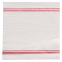 Hoffmaster FP1312 15 1/2" x 15 1/2" FashnPoint White/Red Dishtowel Print Dinner Napkin - 750/Case
