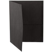 Oxford 57506EE Letter Size 2-Pocket Embossed Paper Pocket Folder, Black - 25/Box