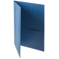 Oxford 57502EE Letter Size 2-Pocket Embossed Paper Pocket Folder, Blue - 25/Box