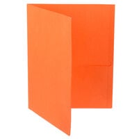 Oxford 57510EE Letter Size 2-Pocket Embossed Paper Pocket Folder, Orange - 25/Box