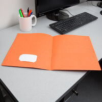 Oxford 57510EE Letter Size 2-Pocket Embossed Paper Pocket Folder, Orange - 25/Box