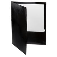 Oxford 51706EE Letter Size 2-Pocket High Gloss Laminated Paper Pocket Folder, Black - 25/Box