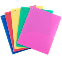 Oxford 99810EE PolyPort Letter Size 2-Pocket Plastic Pocket Folder, Assorted Color - 25/Box