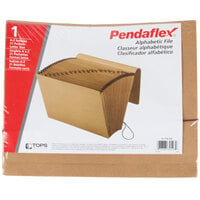 Pendaflex PFX K-17A-OX Letter Size 21-Pocket Expanding File - A-Z Indexed, Flap and Cord Closure, Brown