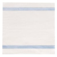 Hoffmaster FP1313 15 1/2" x 15 1/2" FashnPoint White/Blue Dishtowel Print Dinner Napkin - 750/Case