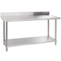 Regency 24" x 60" 16-Gauge Stainless Steel Commercial Work Table with 4" Backsplash and Undershelf
