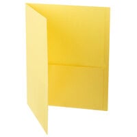 Oxford 57509EE Letter Size 2-Pocket Embossed Paper Pocket Folder, Yellow - 25/Box