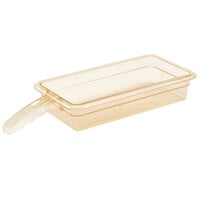 Cambro 32HP1H150 H-Pan™ 1/3 Size Amber High Heat Plastic Food Pan with Handle - 2 1/2 inch Deep