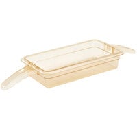 Cambro 32HP2H150 H-Pan™ 1/3 Size Amber High Heat Plastic Food Pan with Double Handle - 2 1/2 inch Deep