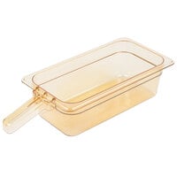 Carlisle 30861H13 StorPlus 1/3 Size Amber High Heat Plastic Food Pan with Handle - 4" Deep