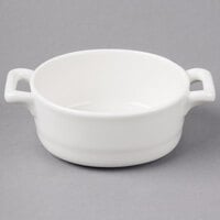 Bon Chef 1600004P 8.5 oz. Mid Century White Porcelain Oval Cocotte - 36/Case