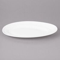 Bon Chef 1100009P Slanted Oval 12 7/16 inch x 7 1/2 inch White Porcelain Plate - 12/Pack