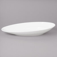 Bon Chef 1100014P Slanted Oval 26 oz. White Porcelain Bowl - 6/Pack