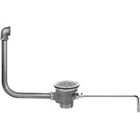 Fisher 22322 DrainKing Brass Lever Handle Waste Valve with 3 1/2 inch Sink Opening, 1 1/2 inch / 2 inch Drain Opening, Flat Strainer, and Overflow Pipe