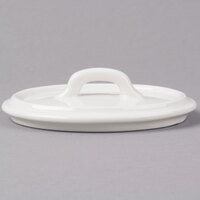 Bon Chef 1600005P 5 inch Mid Century White Porcelain Oval Cocotte Lid - 36/Case