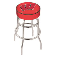 Holland Bar Stool L7C130Wisc-W University of Wisconsin Double Ring Swivel Bar Stool with 4 inch Padded Seat