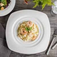 Bon Chef 1000003P Concentrics 8 oz. White Porcelain Soft Square Pasta Bowl - 12/Pack
