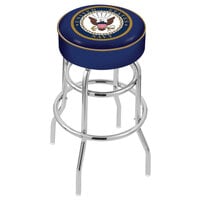 Holland Bar Stool L7C130Navy United States Navy Double Ring Swivel Bar Stool with 4 inch Padded Seat