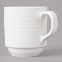 Bon Chef 1400002P Stacked Lines 8 oz. White Porcelain Mug - 36/Case