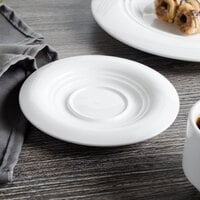 Bon Chef 1000008P Concentrics 5 inch White Porcelain Demi Saucer - 36/Case
