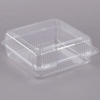Dart C50UTD StayLock 9 1/8 inch x 9 1/2 inch x 3 5/8 inch Clear Hinged Plastic 9 inch Square High Dome Container - 250/Case