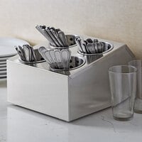 Choice Four Hole Square Stainless Steel Flatware Organizer