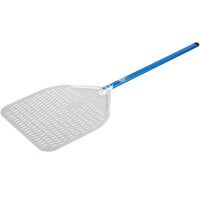GI Metal Azzurra14'' Anodized Aluminum Square Perforated Pizza Peel with 23 1/2" Handle A-37RF/60