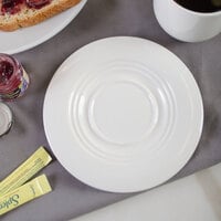 Bon Chef 1000009P Concentrics 6 1/8 inch White Porcelain Saucer - 36/Case