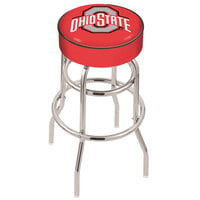 Holland Bar Stool L7C130OhioSt Ohio State University Double Ring Swivel Bar Stool with 4 inch Padded Seat