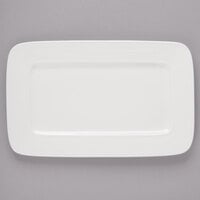 Bon Chef 1300010P Circles 12" x 7 1/2" White Porcelain Rectangular Plate - 12/Pack