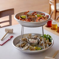 Choice 2-Tier Seafood Tower Set with Mini Aluminum Trays and Stand