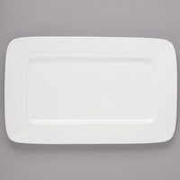 Bon Chef 1300011P Circles 14" x 8 3/4" White Porcelain Rectangular Plate - 12/Pack
