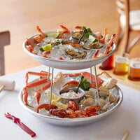 Choice 2-Tier Seafood Tower Set with Small Aluminum Trays and Stand