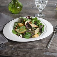 Bon Chef 1000015P Concentrics 11 1/8 inch x 8 13/16 inch White Porcelain Oval Salad Plate - 24/Case
