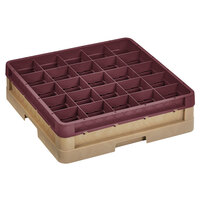 Vollrath CR7C-32921 Traex® 36 Compartment Beige Full-Size Closed Wall 4 13/16 inch Glass Rack with 1 Burgundy Extender