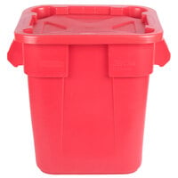 Rubbermaid BRUTE 28 Gallon Red Square Trash Can and Snap-Lock Lid