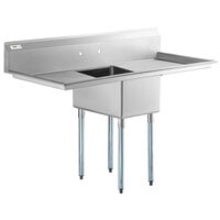 Regency 65 inch 16 Gauge Stainless Steel One Compartment Commercial Sink with 2 Drainboards - 17 inch x 23 inch x 12 inch Bowl