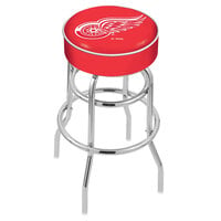 Holland Bar Stool L7C130DetRed Detroit Red Wings Double Ring Swivel Bar Stool with 4 inch Padded Seat