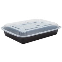Pactiv Newspring NC989B 58 oz. Black 8 1/2" x 11 1/2" x 1 1/2" VERSAtainer Rectangular Microwavable Container with Lid - 150/Case