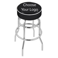 Holland Bar Stool Logo Double Ring Swivel Bar Stool with 4" Padded Seat