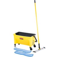 Rubbermaid HYGEN 18 inch Microfiber Wet Mop Kit with Mop, Pads, and Bucket