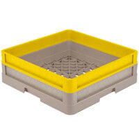Vollrath Traex® Full-Size Beige Open Rack with Closed Sides and Yellow Extender