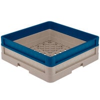 Vollrath CR1A-32944 Traex® Full-Size Beige 5 1/2 inch Open Rack with Closed Sides and 1 Royal Blue Extender
