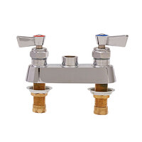 Fisher 2500 Deck Mounted 1/2 inch Brass Faucet Base with 4 inch Centers, Swivel Stems, Rigid Outlet, and Lever Handles