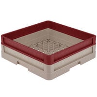 Vollrath CR1A-32921 Traex® Full-Size Beige 5 1/2 inch Open Rack with Closed Sides and 1 Burgundy Extender